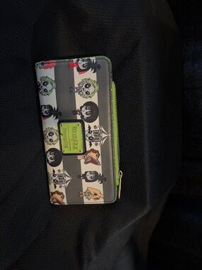 Loungefly Beetlejuice Themed Black & White Stripe Zip Wallet